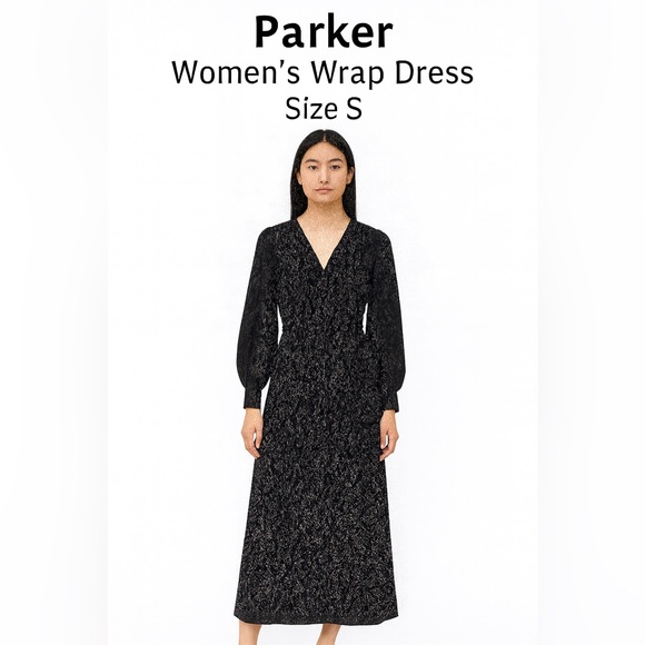 Parker Dresses & Skirts - Parker Black Snake Print Long Sleeve Wrap Dress –‎ Size S